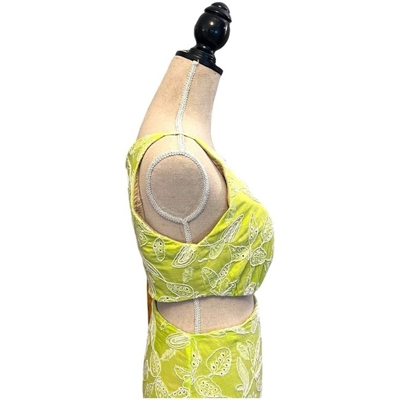 Desnude One Shoulder Middle Cut Out Tiered Maxi Dress in Chartreuse - Picture 9 of 16